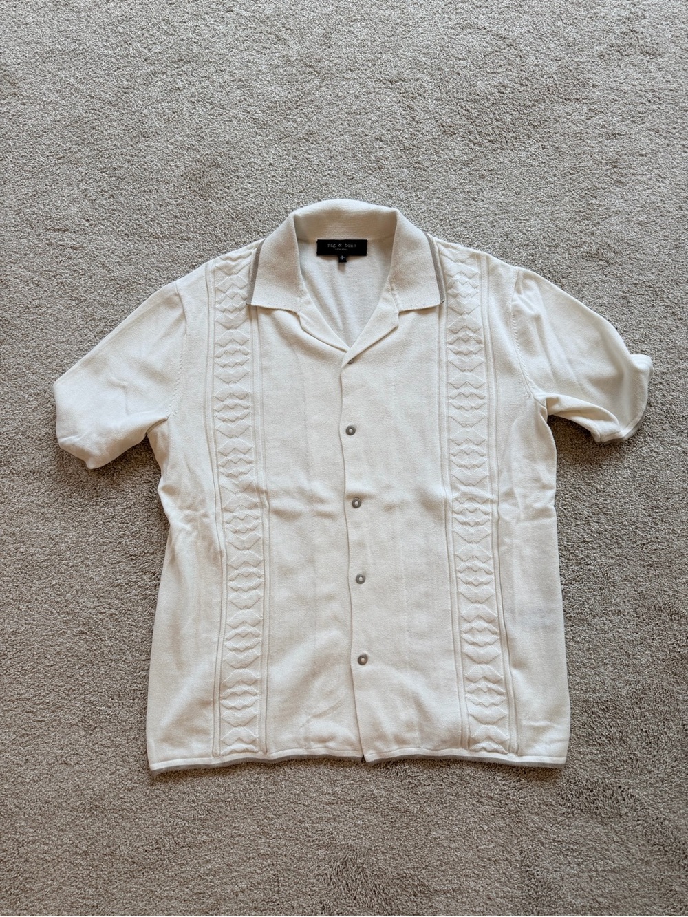 rag & bone Cream Short-Sleeve Knit Shirt Jacket